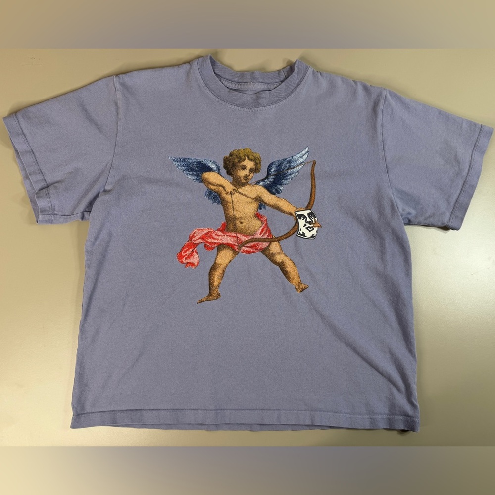 OBEY Watch Out Womens Tee PERIWINKLE Purple Medium Oversized Crop Medium Unisex - Picture 2 of 9